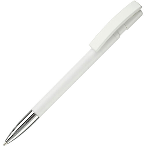 Kugelschreiber Nash Hardcolour Mit Metallspitze , weiss / weiss, ABS & Metall, 14,50cm (Länge), Bild 2