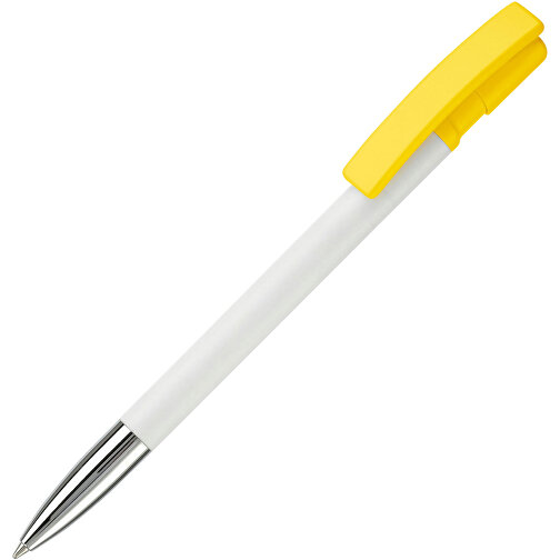 Kugelschreiber Nash Hardcolour Mit Metallspitze , weiss / gelb, ABS & Metall, 14,50cm (Länge), Bild 2