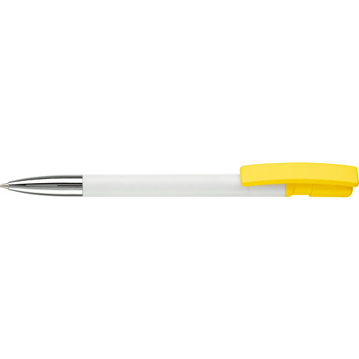 Kugelschreiber Nash Hardcolour Mit Metallspitze , weiß / gelb, ABS & Metall, 14,50cm (Länge), Bild 3