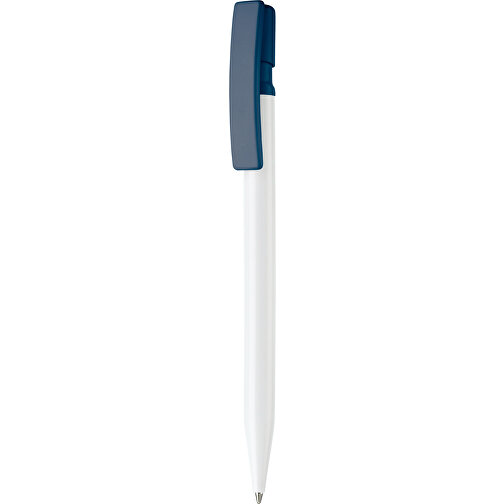 Kugelschreiber Nash Hardcolour , weiß / dunkelblau, ABS, 14,50cm (Länge), Bild 1