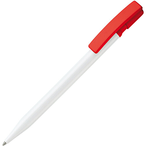 Kugelschreiber Nash Hardcolour , weiss / rot, ABS, 14,50cm (Länge), Bild 2