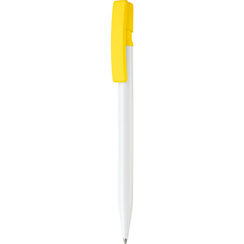 Kugelschreiber Nash Hardcolour , weiss / gelb, ABS, 14,50cm (Länge), Bild 1