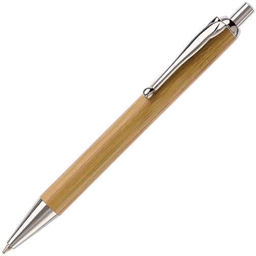 Kugelschreiber Bambus , natur, Bambus & Metall, 13,50cm (Länge), Bild 2