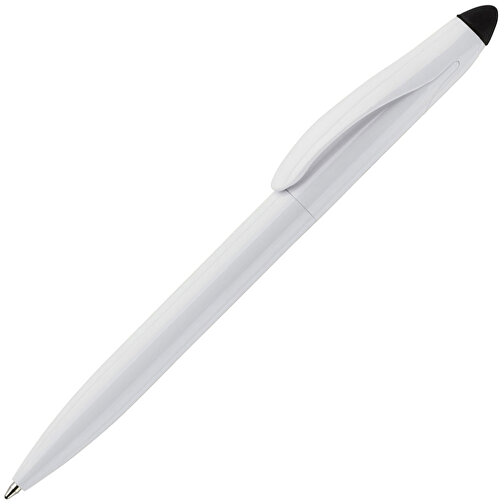 Stylus Kugelschreiber Touchy , weiss / schwarz, ABS, 14,50cm (Länge), Bild 2