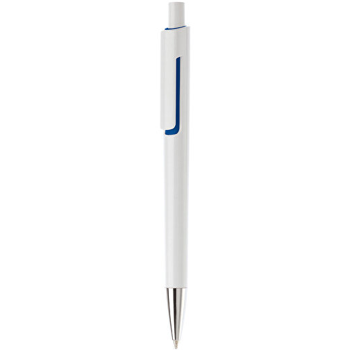 Kugelschreiber Illusion , weiß / dunkelblau, ABS, 13,90cm (Länge), Bild 1