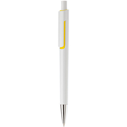 Kugelschreiber Illusion , weiss / gelb, ABS, 13,90cm (Länge), Bild 1