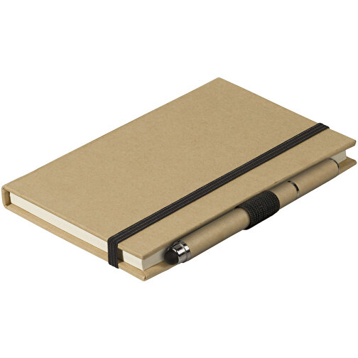 Karton Notizbuch A6 + Stift , braun, Papier & Karton, 14,00cm x 1,40cm x 9,00cm (Länge x Höhe x Breite), Bild 1