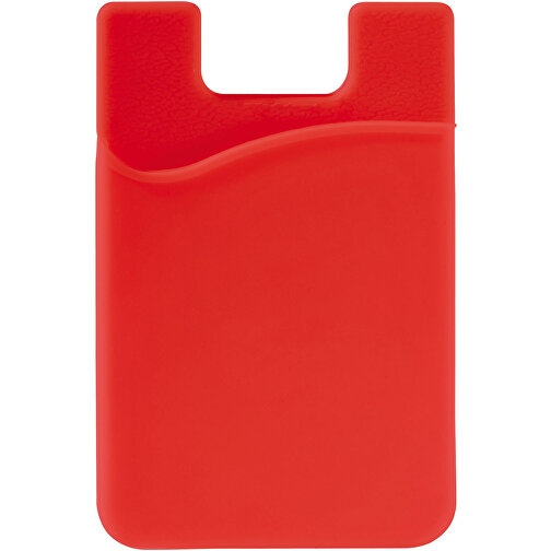 Telefon Silikon Kartenhalter , rot, Silikon, 8,40cm x 0,30cm x 5,60cm (Länge x Höhe x Breite), Bild 1