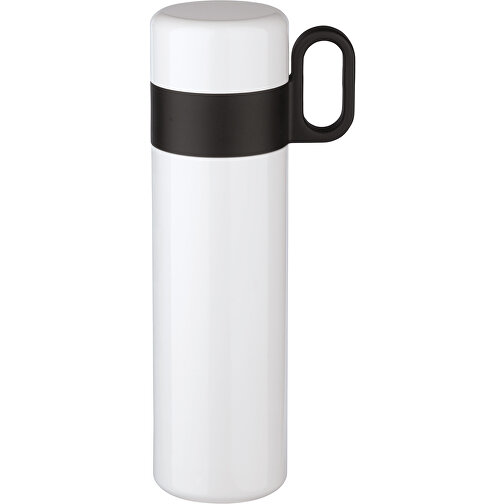 Isolierflasche Mit Becher 500ml , weiß, Edelstahl & PP, 25,00cm (Höhe), Bild 1