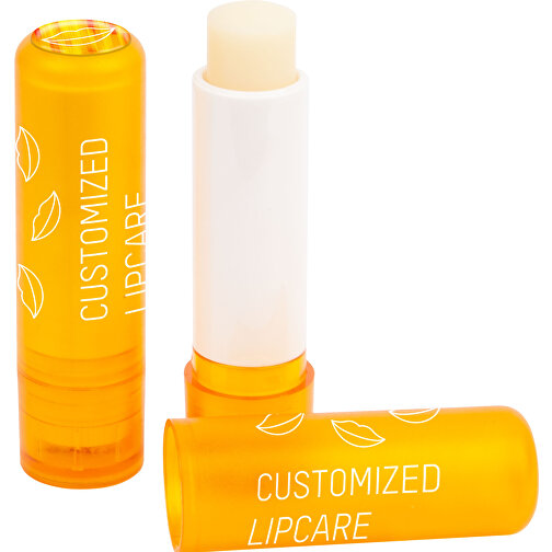 Lippenpflegestift 'Lipcare Doming' , gelb-orange, Kunststoff, 7,35cm (Höhe), Bild 1