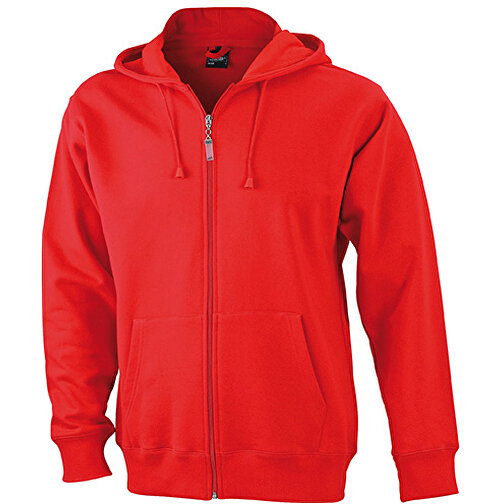 Men’s Hooded Jacket , James Nicholson, rot, 80% Baumwolle, ringgesponnen, 20% Polyester, M, , Bild 1