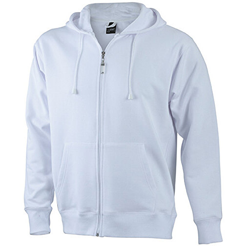Men’s Hooded Jacket , James Nicholson, weiß, 80% Baumwolle, ringgesponnen, 20% Polyester, XL, , Bild 1