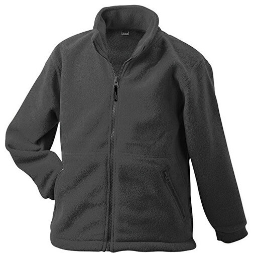 Full-Zip Fleece Junior , James Nicholson, dark-grau, 100% Polyester, S (110/116), , Bild 1