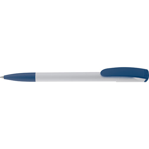 Kugelschreiber Deniro Hardcolour , weiß / dunkelblau, ABS, 14,30cm (Länge), Bild 3