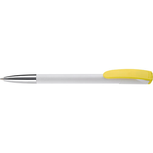 Kugelschreiber Deniro Mit Metallspitze Hardcolour , weiss / gelb, ABS & Metall, 14,30cm (Länge), Bild 3