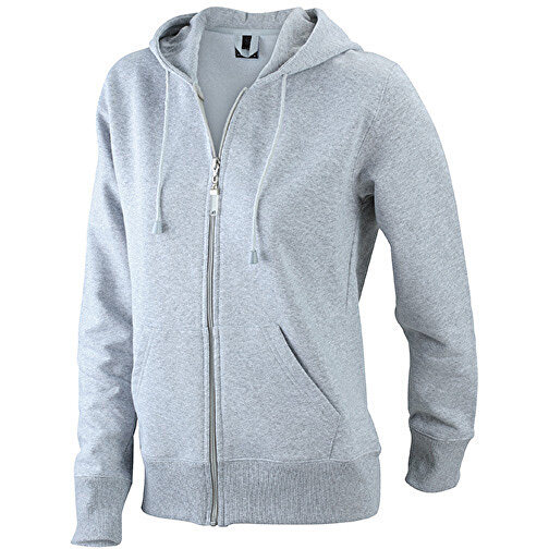 Ladies’ Hooded Jacket , James Nicholson, grau-heather, 80% Baumwolle, ringgesponnen, 20% Polyester, L, , Bild 1