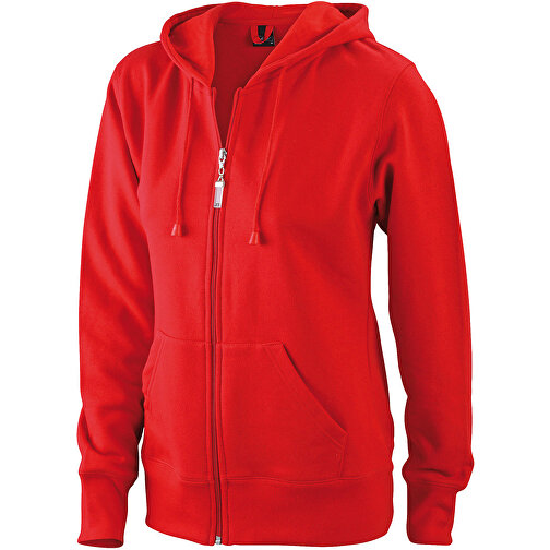 Ladies’ Hooded Jacket , James Nicholson, rot, 80% Baumwolle, ringgesponnen, 20% Polyester, XL, , Bild 1