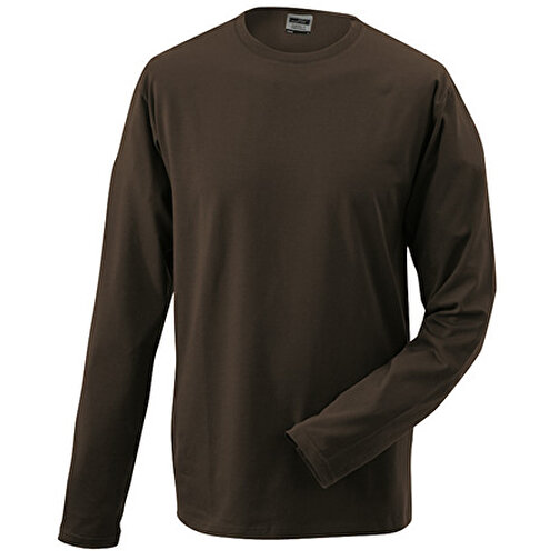 Elastic-T Long-Sleeved , James Nicholson, braun, 95% Baumwolle, gekämmt, ringgesponnen, 5% Elasthan, XL, , Bild 1