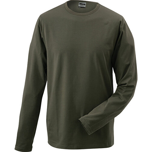 Elastic-T Long-Sleeved , James Nicholson, olive, 95% Baumwolle, gekämmt, ringgesponnen, 5% Elasthan, L, , Bild 1