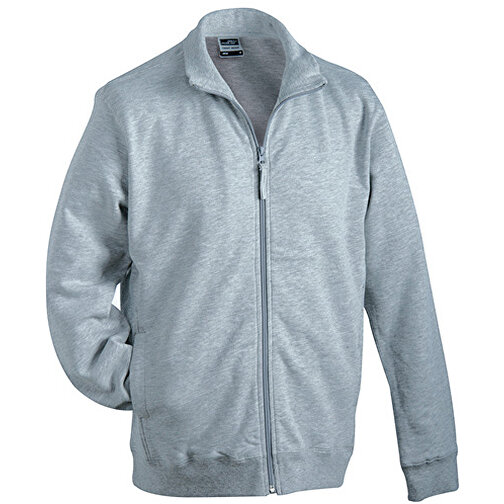 Sweat Jacket , James Nicholson, grau-heather, 100% Baumwolle, gekämmt, ringgesponnen, XL, , Bild 1