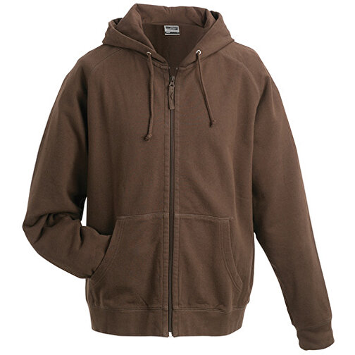 Hooded Jacket , James Nicholson, braun, 100% Baumwolle, gekämmt, ringgesponnen, 3XL, , Bild 1