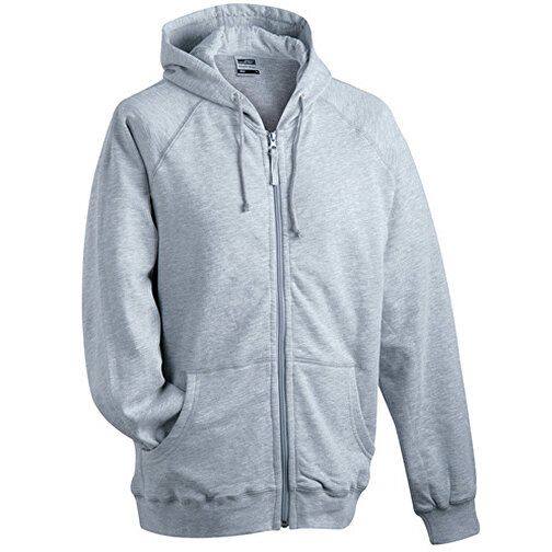 Hooded Jacket , James Nicholson, grau-heather, 100% Baumwolle, gekämmt, ringgesponnen, XL, , Bild 1