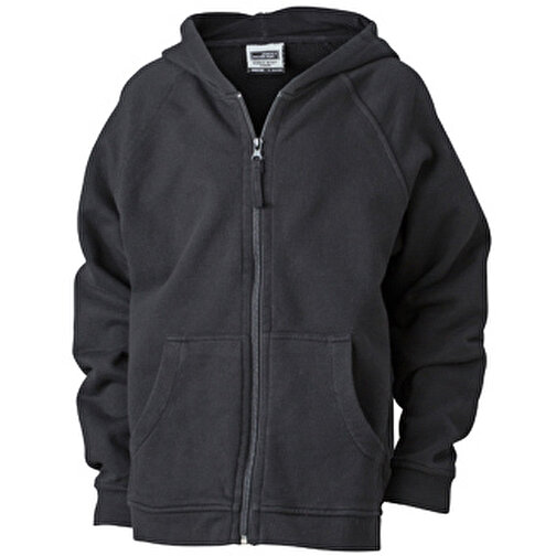 Hooded Jacket Junior , James Nicholson, schwarz, 100% Baumwolle, gekämmt, ringgesponnen, XS (98/104), , Bild 1