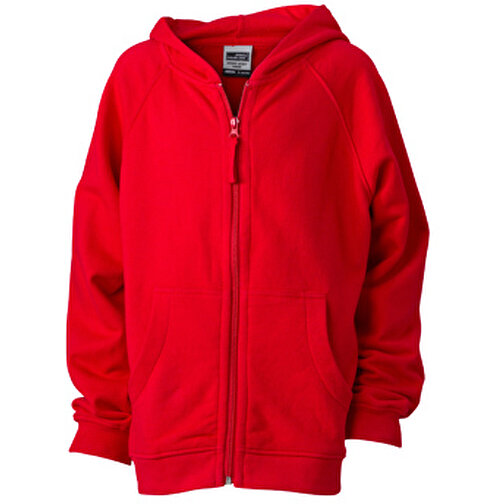 Hooded Jacket Junior , James Nicholson, rot, 100% Baumwolle, gekämmt, ringgesponnen, L (134/140), , Bild 1