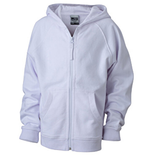 Hooded Jacket Junior , James Nicholson, weiß, 100% Baumwolle, gekämmt, ringgesponnen, XXL (158/164), , Bild 1