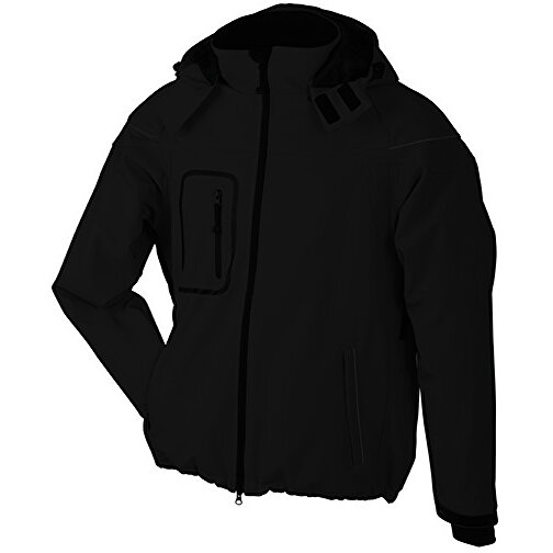 Men’s Winter Softshell Jacket , James Nicholson, schwarz, 100% Polyester, S, , Bild 1