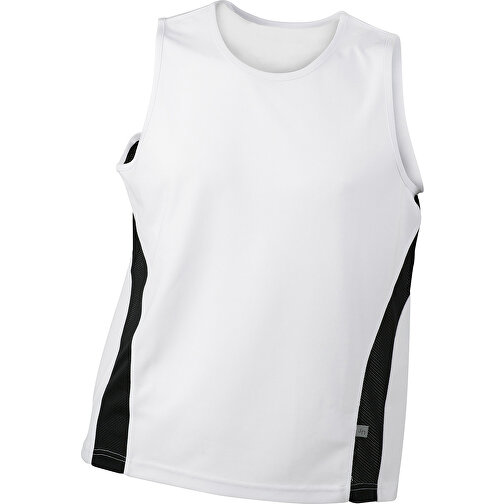 Men’s Running Tank , James Nicholson, weiss/schwarz, 100% Polyester, L, , Bild 1