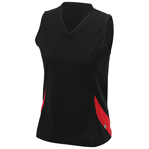 Ladies’ Running Tank , James Nicholson, schwarz/rot, 100% Polyester, S, , Bild 1