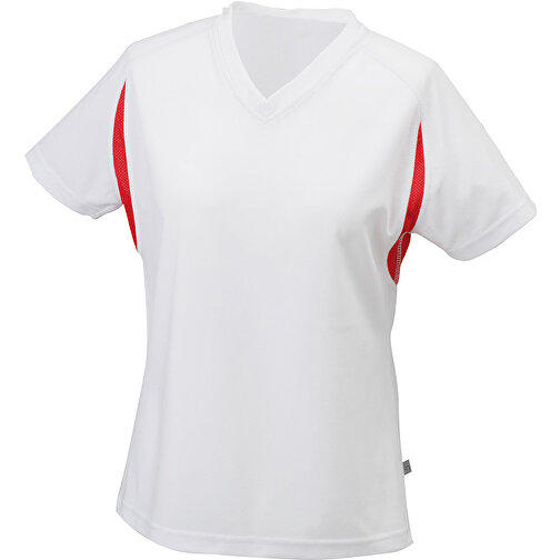Ladies’ Running-T , James Nicholson, weiß/rot, 100% Polyester, XL, , Bild 1