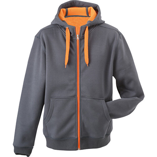 Men’s Doubleface Jacket , James Nicholson, carbon/orange, 55% Polyester, 45% Baumwolle, 3XL, , Bild 1
