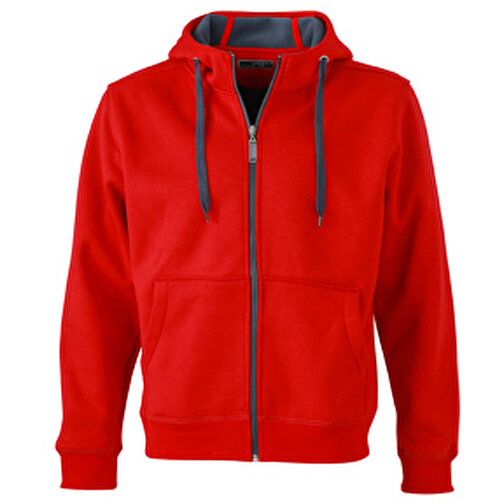 Men’s Doubleface Jacket , James Nicholson, rot/carbon, 55% Polyester, 45% Baumwolle, XL, , Bild 1