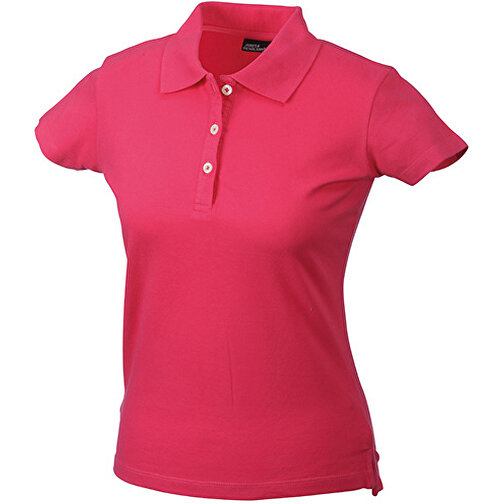 Ladies’ Elastic Piqué Polo , James Nicholson, pink, 95% Baumwolle, gekämmt, ringgesponnen, 5% Elasthan, S, , Bild 1
