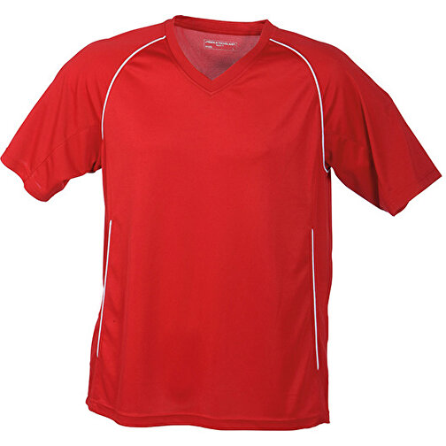 Team Shirt Junior , James Nicholson, rot/weiß, 100% Polyester, XS (98/104), , Bild 1