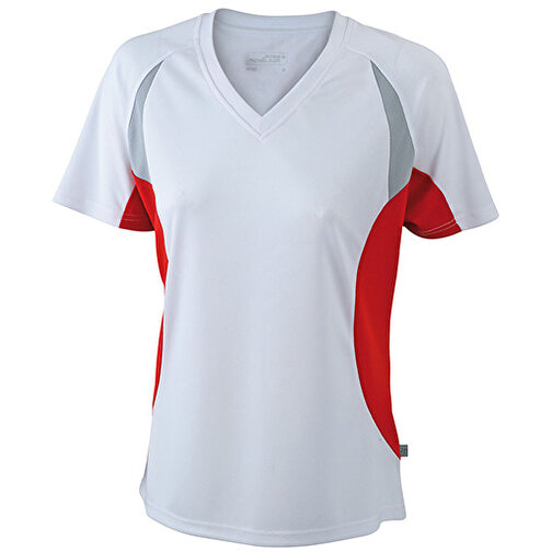 Ladies’ Running-T , James Nicholson, weiß/rot, 100% Polyester, M, , Bild 1