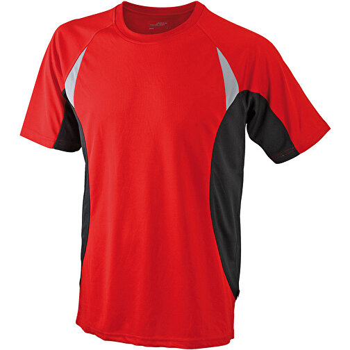 Men’s Running-T , James Nicholson, rot/schwarz, 100% Polyester, XL, , Bild 1