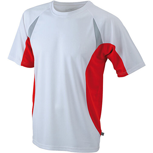 Men’s Running-T , James Nicholson, weiß/rot, 100% Polyester, M, , Bild 1