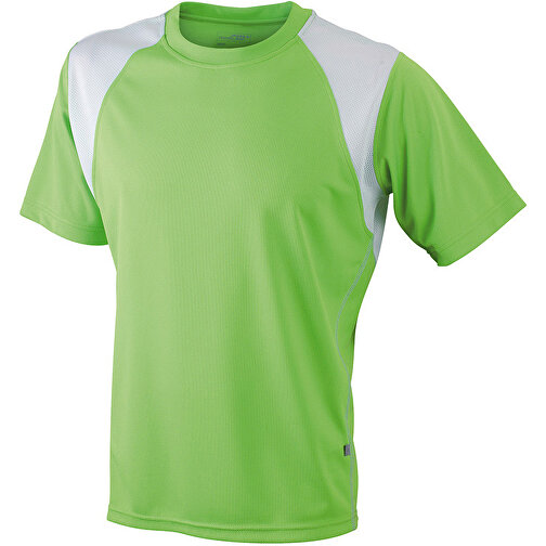Men’s Running-T , James Nicholson, lime-grün/weiß, 100% Polyester, S, , Bild 1
