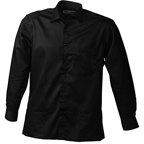 Men’s Business Shirt Long-Sleeved , James Nicholson, schwarz, 100% Baumwolle, S, , Bild 1