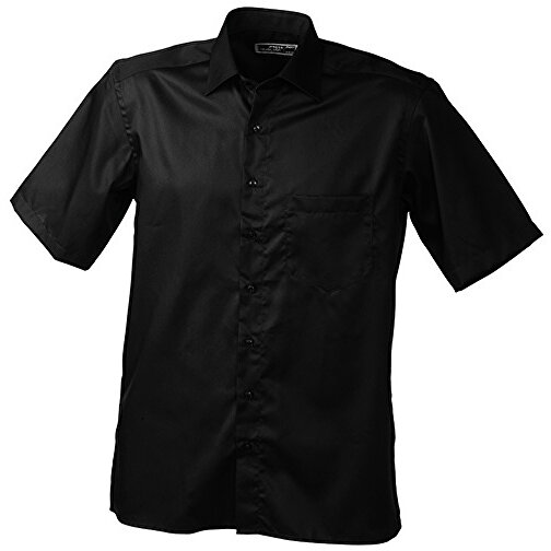 Men’s Business Shirt Short-Sleeved , James Nicholson, schwarz, 100% Baumwolle, S, , Bild 1