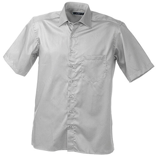 Men’s Business Shirt Short-Sleeved , James Nicholson, light-grau, 100% Baumwolle, M, , Bild 1