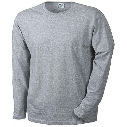 Men’s Long-Sleeved Medium , James Nicholson, grau-heather, 100% Baumwolle, ringgesponnen, L, , Bild 1