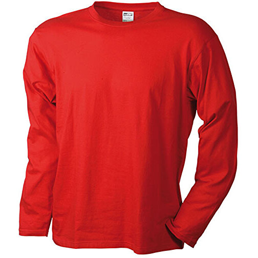 Men’s Long-Sleeved Medium , James Nicholson, rot, 100% Baumwolle, ringgesponnen, XL, , Bild 1