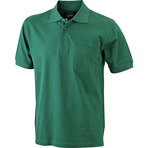 Men’s Polo Pocket , James Nicholson, dark-grün, 100% Baumwolle, gekämmt, ringgesponnen, M, , Bild 1