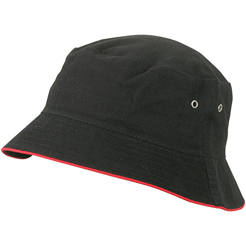 Fisherman Piping Hat , Myrtle Beach, schwarz/rot, 100% Baumwolle, S/M, , Bild 1