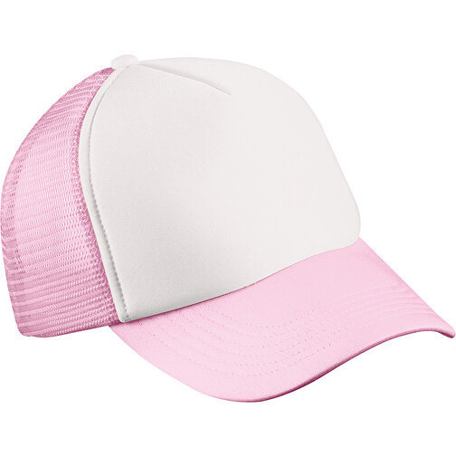 5 Panel Polyester Mesh Cap For Kids , Myrtle Beach, weiss/baby-pink, 100% Polyester, one size, , Bild 1