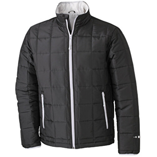 Men’s Padded Light Weight Jacket , James Nicholson, schwarz/silver, 100% Polyester, 3XL, , Bild 1